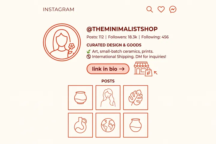 An Instagram profile with a link in bio